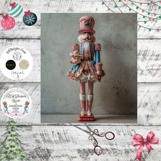 Decoupage Whimsical Festive Nutcracker  薄葉紙