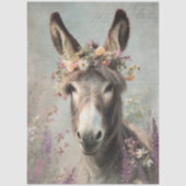 Decoupage Whimsical Floral Donkey Farm Scene 薄葉紙 (正面)
