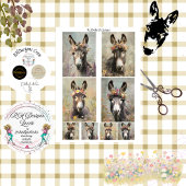 Decoupage Whimsical Floral Donkey Rustic Artwork 薄葉紙