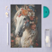 Decoupage Whimsical Flower Adorned Winning Horse 薄葉紙 (クラフト)