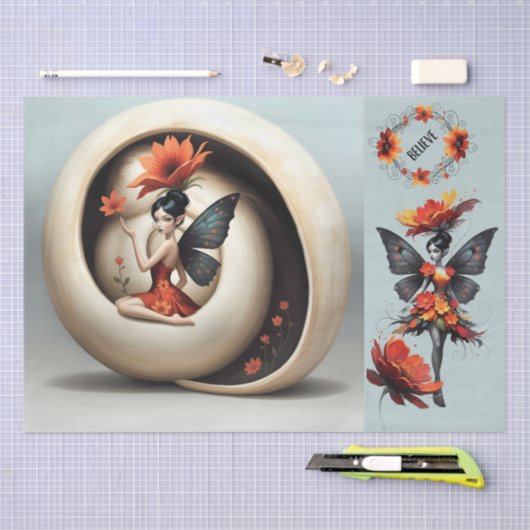 Decoupage Whimsical Flower Fairy 薄葉紙 (クラフト)