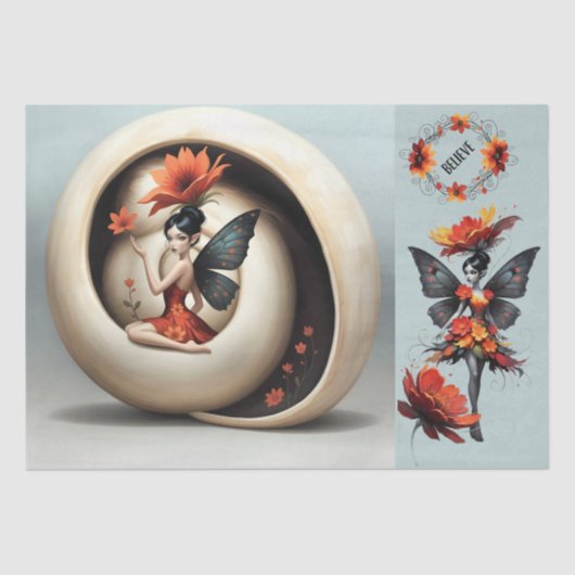 Decoupage Whimsical Flower Fairy 薄葉紙 (正面)