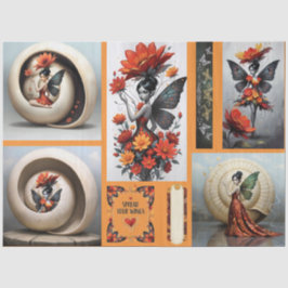 Decoupage Whimsical Flower Fairy Seidenpapier 薄葉紙