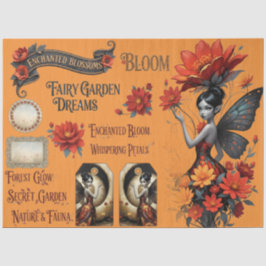 Decoupage Whimsical Flower Fairy Seidenpapier 薄葉紙