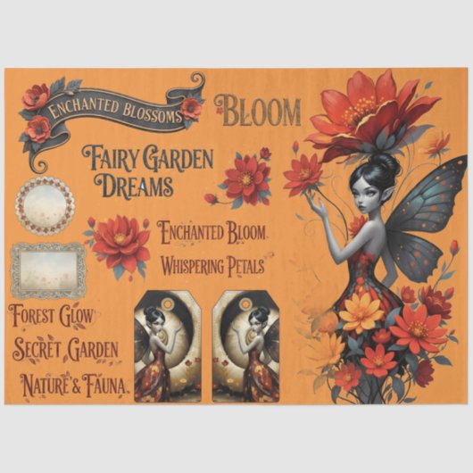 Decoupage Whimsical Flower Fairy Seidenpapier 薄葉紙 (正面)