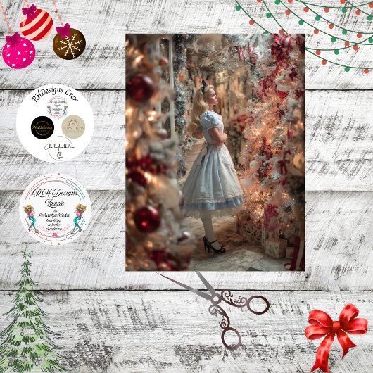 Decoupage Whimsical Girl in Christmas Wonderland  薄葉紙