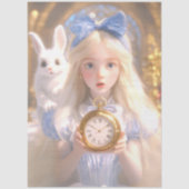Decoupage Whimsical Girl & Rabbit on Adventures 薄葉紙 (正面)
