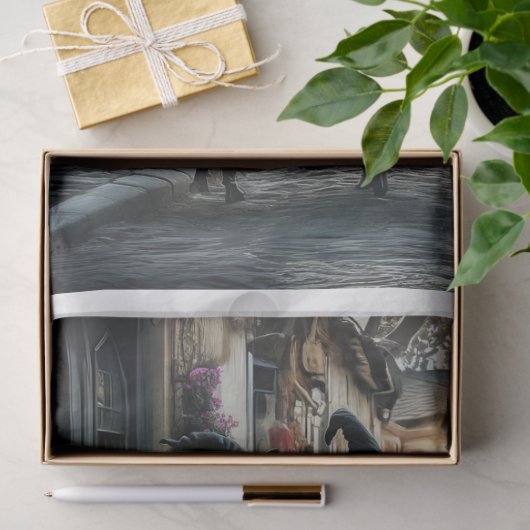 Decoupage Whimsical Halloween Witches 11x14 Canvas 薄葉紙 (ギフト)