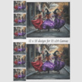 Decoupage Whimsical Halloween Witches 11x14 Canvas 薄葉紙 (正面)