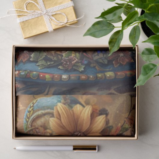 Decoupage Whimsical Kitten Ornate Teacup  薄葉紙 (ギフト)