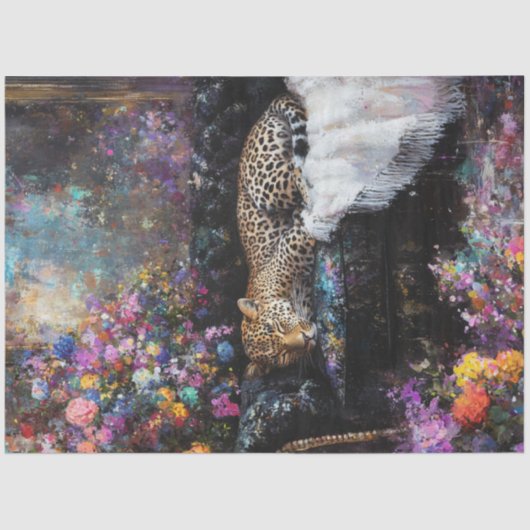 Decoupage Whimsical Leopard Lounging in Luxury  薄葉紙 (正面)