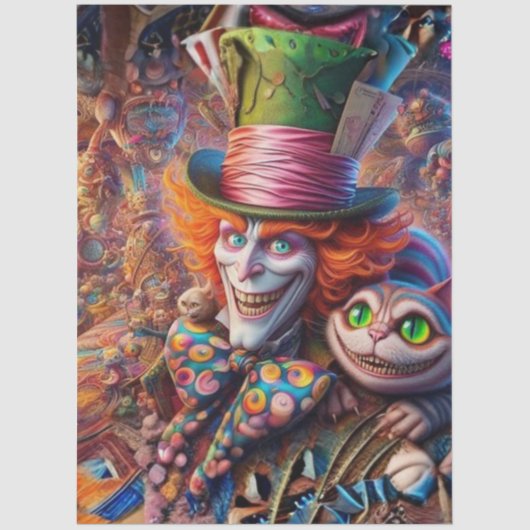 Decoupage Whimsical Mad Tea Party Fantasy Art 薄葉紙 (正面)