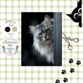 Decoupage Whimsical Persian Gray White Cat 薄葉紙