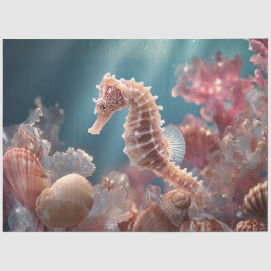 Decoupage Whimsical Seahorse Underwater World  薄葉紙 (正面)
