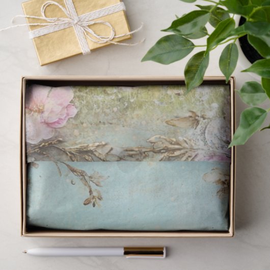 Decoupage Whimsical Spring Easter Rabbit Carriage 薄葉紙 (ギフト)