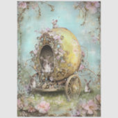 Decoupage Whimsical Spring Easter Rabbit Carriage 薄葉紙 (正面)