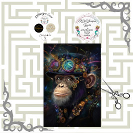 Decoupage Whimsical Steampunk Monkey Vibrant Color 薄葉紙