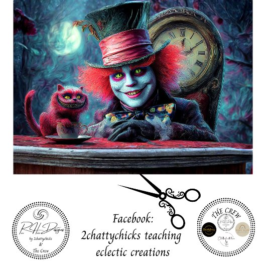Decoupage Whimsical Tea Table Character Red Cat 薄葉紙