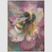 Decoupage Whimsical Vibrant Bumble Bee Pink Flower 薄葉紙 (正面)