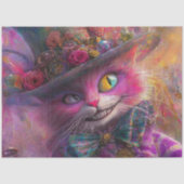 Decoupage Whimsical Vibrant Crazy Eye Cat in a Hat 薄葉紙 (正面)