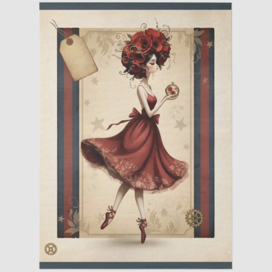 Decoupage Whimsical Woman, Vintage 薄葉紙 (正面)