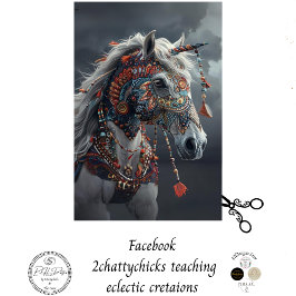 Decoupage White Ceremonial American Indian Horse 薄葉紙