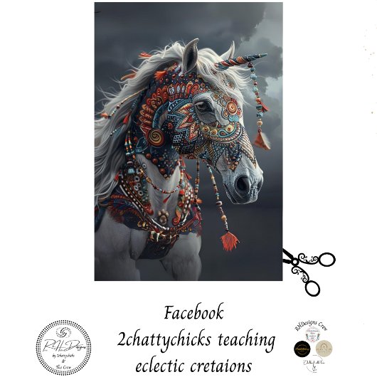 Decoupage White Ceremonial American Indian Horse 薄葉紙