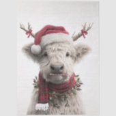 Decoupage White Highland Calf Antlers Candy Cane  薄葉紙 (正面)