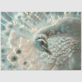 Decoupage White Peacock Frosted Elegance  薄葉紙