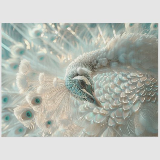 Decoupage White Peacock Frosted Elegance 薄葉紙 (正面)