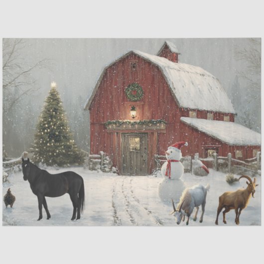 Decoupage Winter Barnyard Christmas At Debbie's  薄葉紙 (正面)