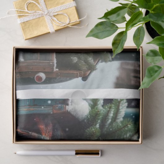 Decoupage Winter Highland Cow 11x14 Canvas 薄葉紙 (ギフト)