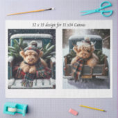 Decoupage Winter Highland Cow 11x14 Canvas 薄葉紙 (クラフト)