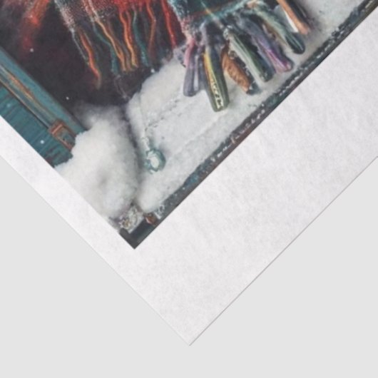 Decoupage Winter Highland Cow 11x14 Canvas 薄葉紙 (詳細)