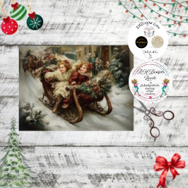 Decoupage Winter Scene Children in Sleight  薄葉紙