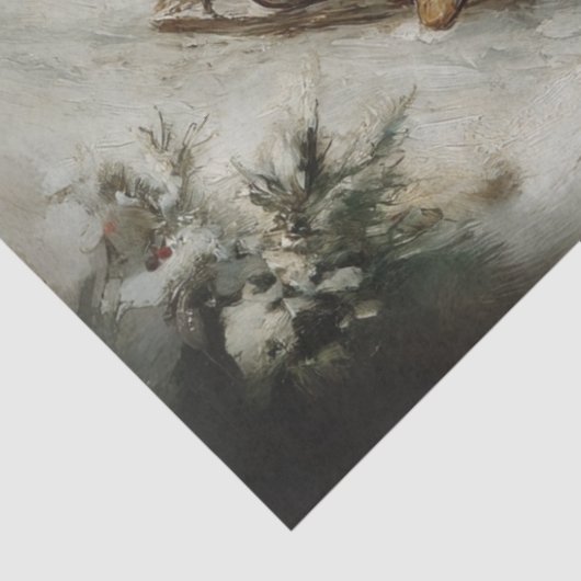 Decoupage Winter Scene Children in Sleight  薄葉紙 (詳細)