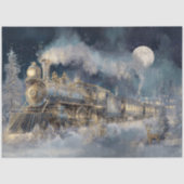 Decoupage Winter Steam Train Engine Christmas  薄葉紙 (正面)
