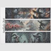 Decoupage Witch Cat Moon Cherry Blossom Handsaw  薄葉紙 (正面)