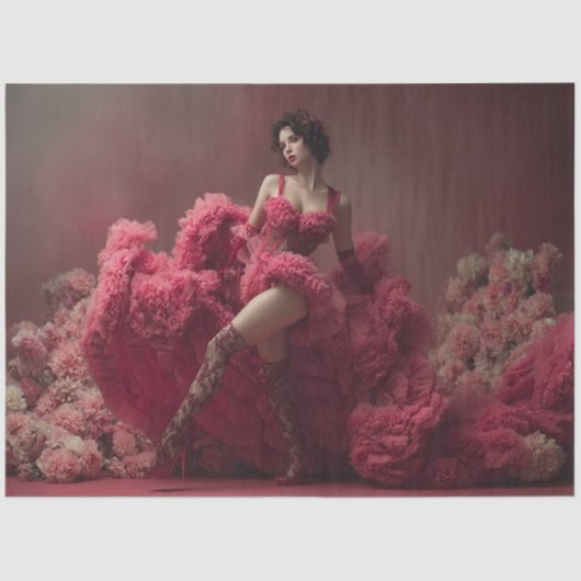 Decoupage Woman Dramatic Ruffles for Valentine  薄葉紙 (正面)