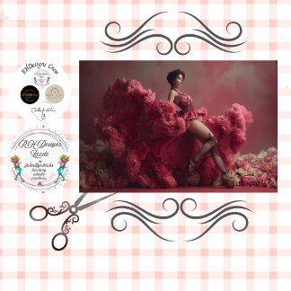 Decoupage Woman Floral Fantasy Corset Valentine 薄葉紙