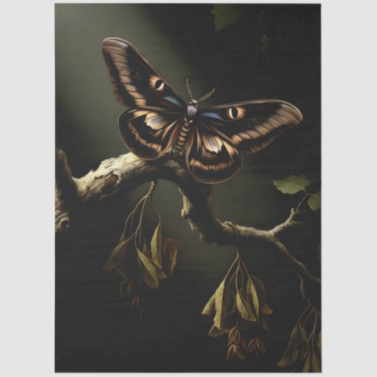 Decoupage Woodland Moth Illustration 薄葉紙 (正面)