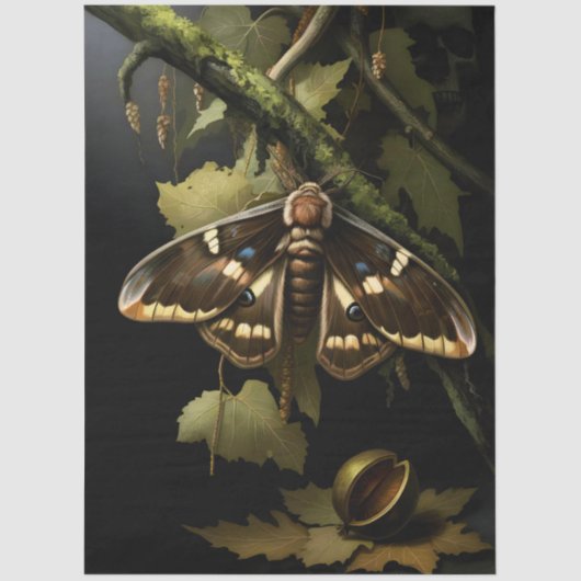 Decoupage Woodland Moth Illustration 薄葉紙 (正面)