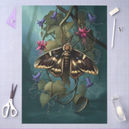 Decoupage Woodland Moth Illustration 薄葉紙