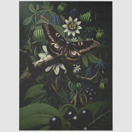 Decoupage Woodland Moth Illustration 薄葉紙 (正面)