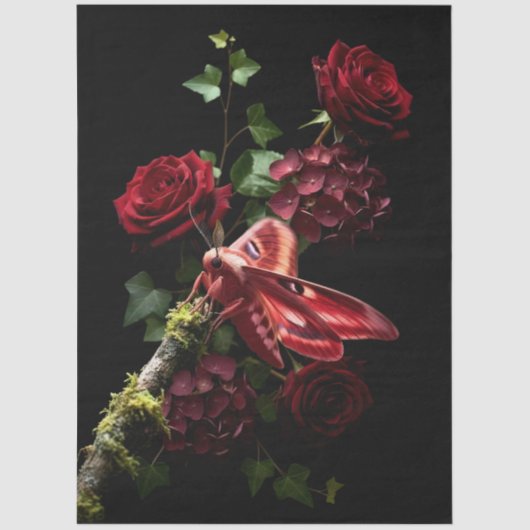 Decoupage Woodland Moth Illustration 薄葉紙 (正面)