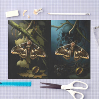 Decoupage Woodland Moth Illustration 薄葉紙