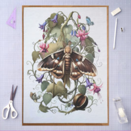 Decoupage Woodland Moth Illustration 薄葉紙