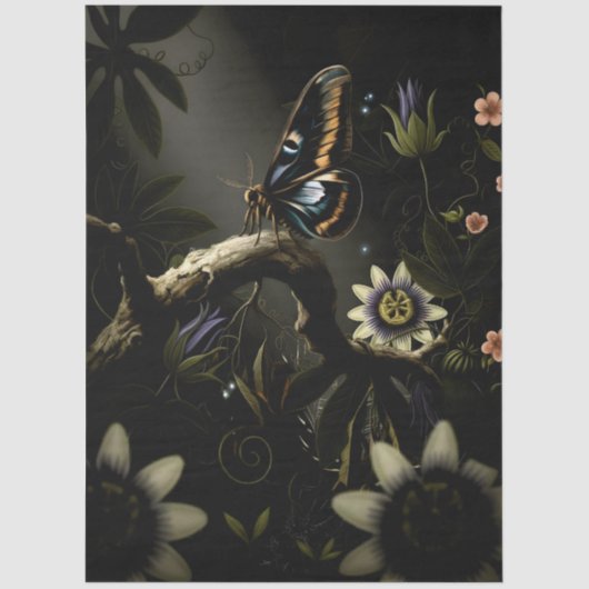 Decoupage Woodland Moth Illustration 薄葉紙 (正面)