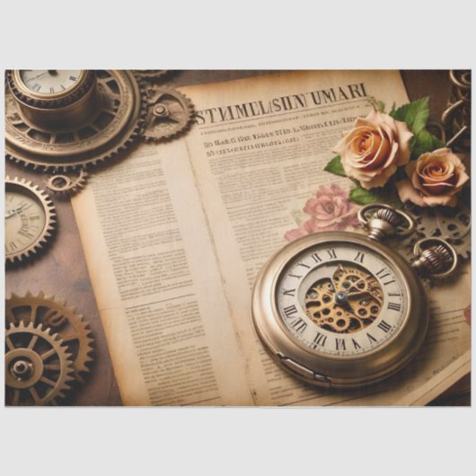 Decoupagepapier, SteamFunk Clock 1 薄葉紙 (正面)