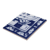 Dedhamブルーホワイトラビットバニームラルタイル# 12 タイル (側面)